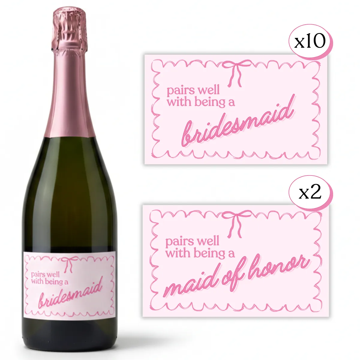 Bridesmaid Bow Wine Labels (4.75x3.75) Image 1