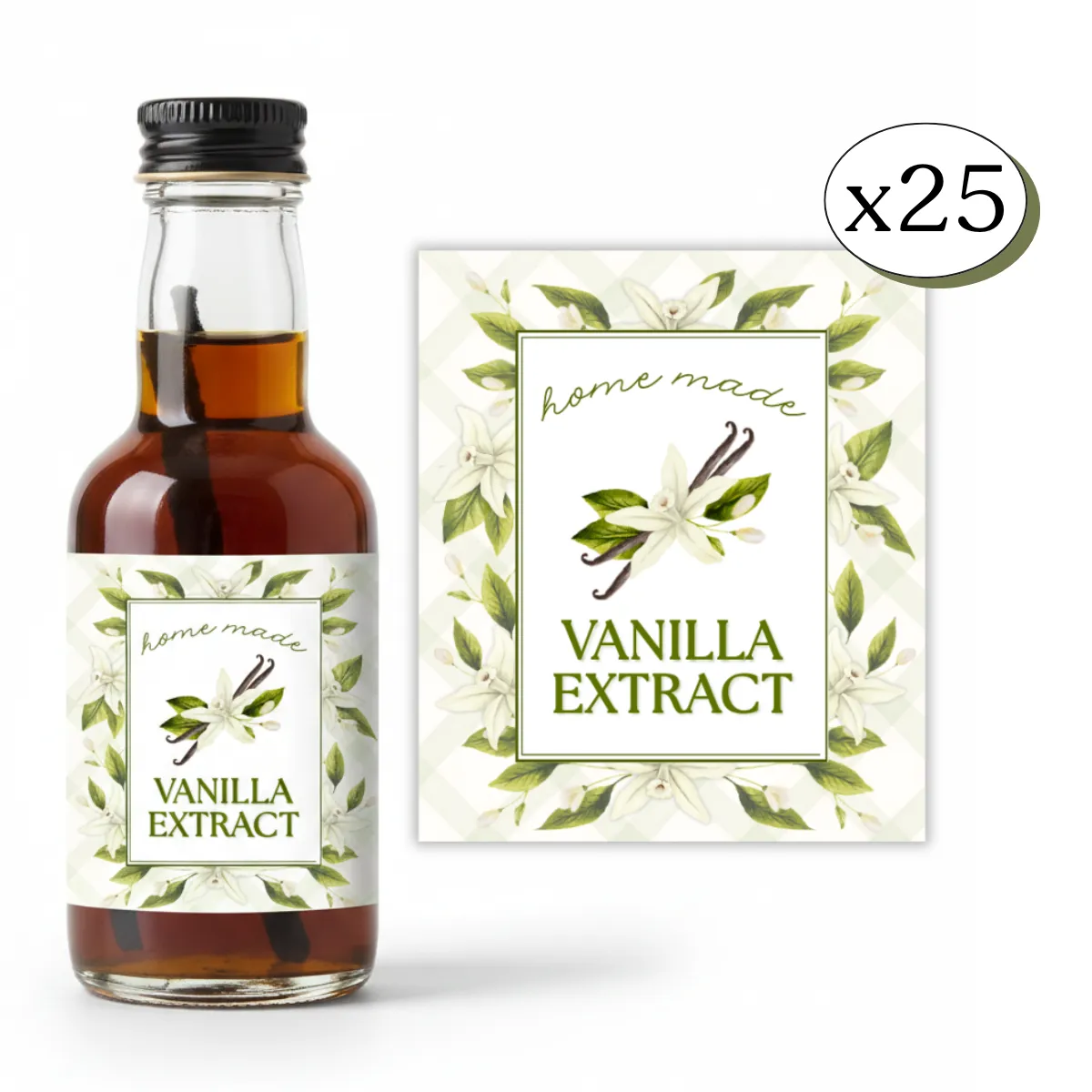 Homemade vanilla extract gingham floral labels image 1